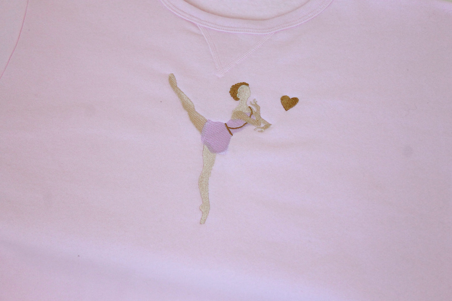 Cupid Variation Crewneck Petal Pink V-notch Crewneck Sweater