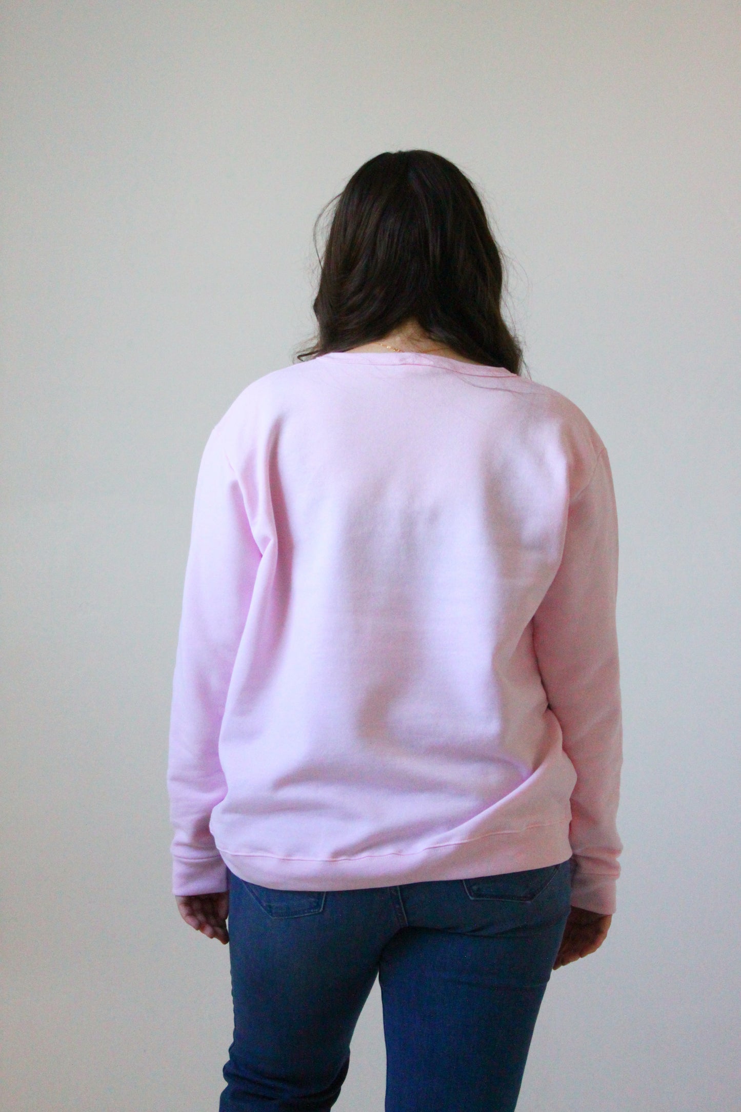 Cupid Variation Crewneck Petal Pink V-notch Crewneck Sweater