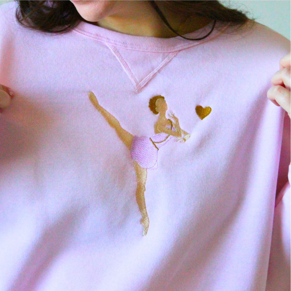 Cupid Variation Crewneck Petal Pink V-notch Crewneck Sweater