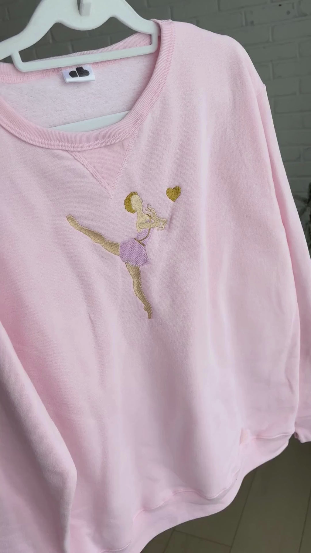 Cupid Variation Crewneck Petal Pink V-notch Crewneck Sweater